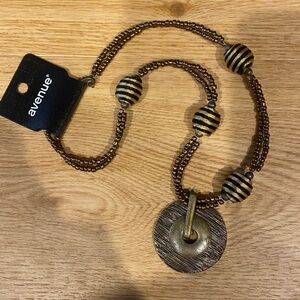Avenue Bronze and Gold Pendant Necklace